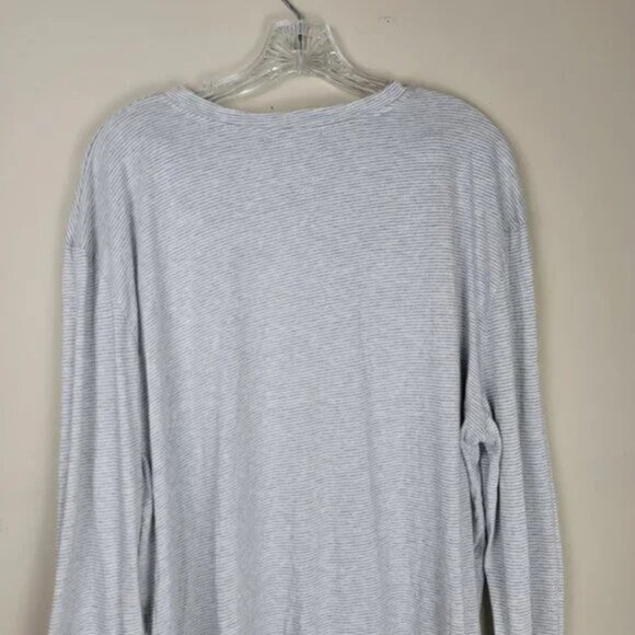 Marine Layer Peralta Stripe Henley Long Sleeve Shirt Size L/XL Soft Grey Cotton - Picture 6 of 10